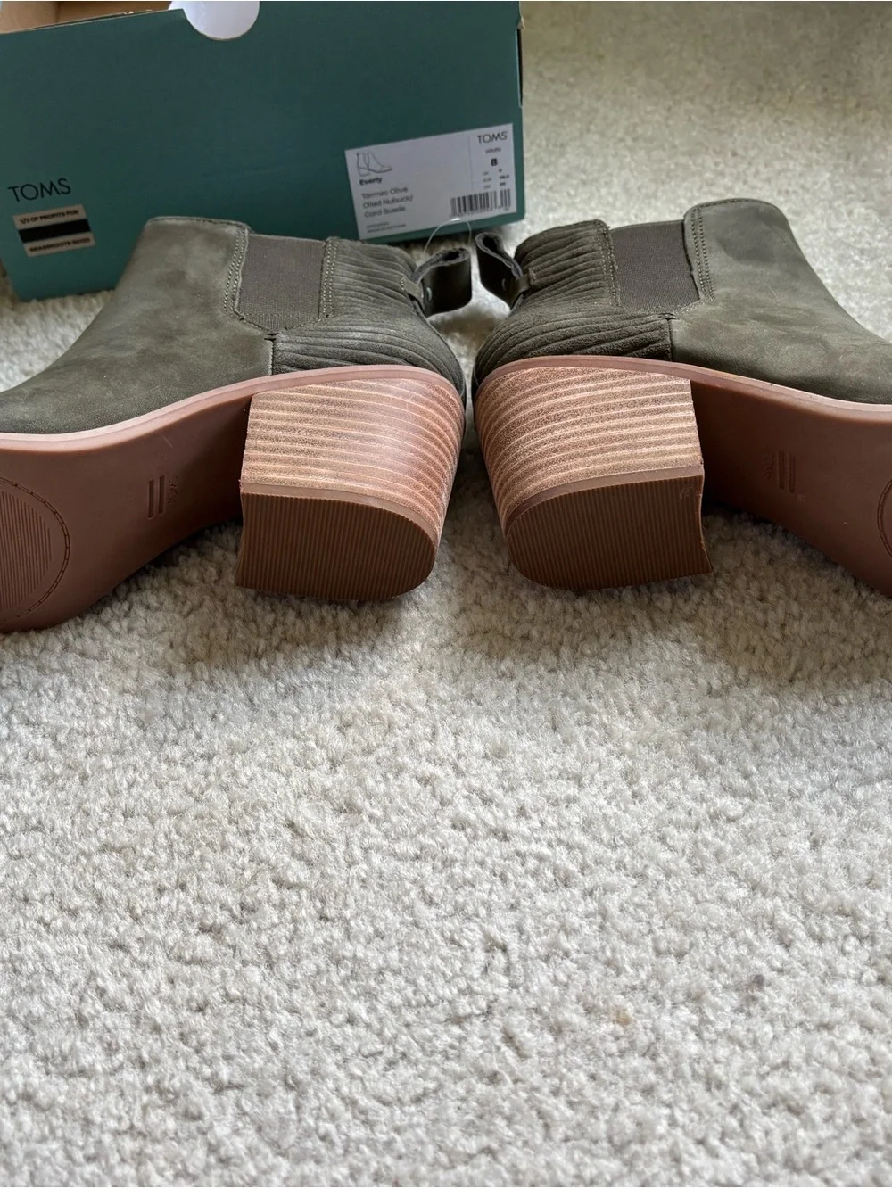 Toms Olive Nubuck Chelsea Ankle Booties